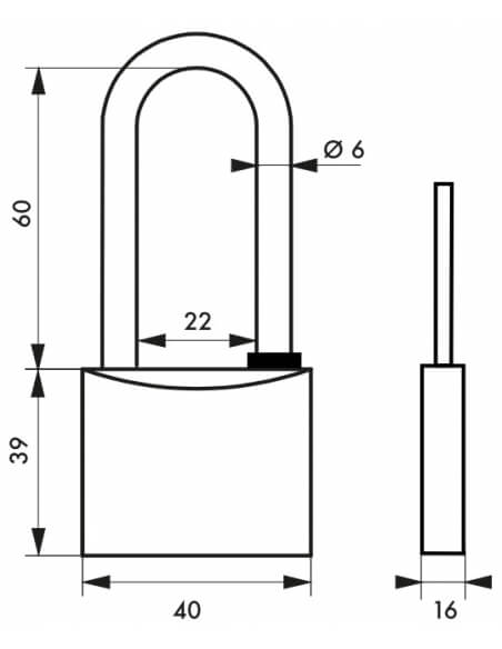 Lucchetto Mach 3 40mm arco semialto acciaio inox, ottone, da esterno, anticorrosione, 3 chiavi - THIRARD