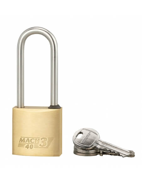 Lucchetto MACH 3 40 mm con arco semialto in acciaio inox, 3 chiavi – THIRARD