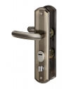 Maniglia per porta d'ingresso SET 68mm con defender integrato, alluminio brunito, apertura destra - THIRARD