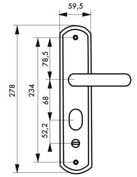 Set maniglia per ingresso, interasse 68 mm, defender integrato, alluminio brunito, destro – THIRARD