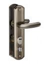 Set maniglia per ingresso, interasse 68 mm, defender integrato, alluminio brunito, sinistro – THIRARD