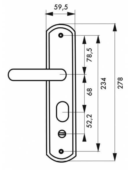 Maniglia per porta d'ingresso SET 68mm con defender integrato, alluminio brunito, apertura sinistra- THIRARD