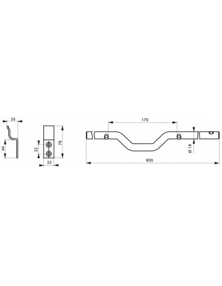 Barra di sicurezza per porta, portone e finestra, acciaio, Ø 18x800mm, zincato nero - THIRARD