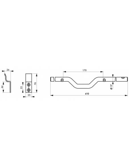 Barra di sicurezza per porta, portone e finestra, acciaio zincato, Ø 18x460mm - THIRARD