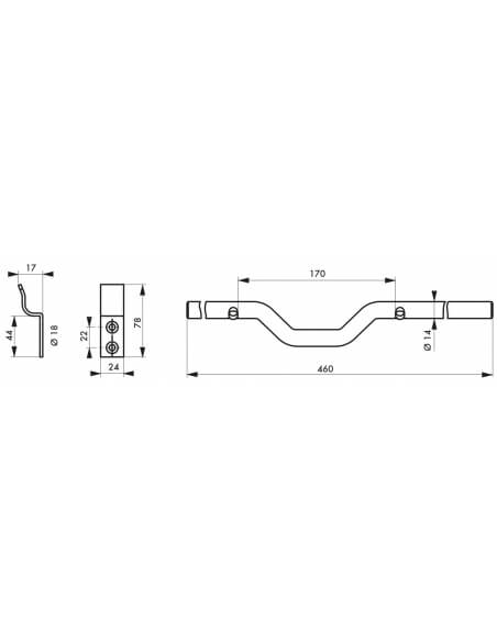 Barra di sicurezza per porta, portone e finestra, acciaio zincato tropicalizzato, Ø 14x460mm - THIRARD