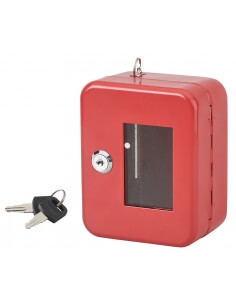 Cassetta per chiavi rossa con vetro e martelletto d'emergenza - 152X118X80MM - 2 Chiavi, Lockout Tagout LOTO - THIRARD