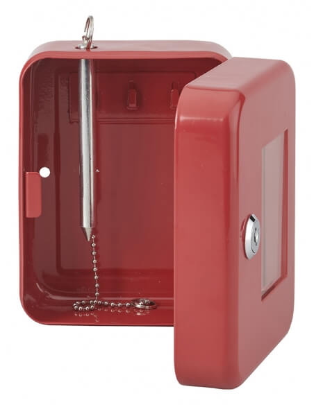 Cassetta per chiavi rossa con vetro e martelletto d'emergenza - 152X118X80MM - 2 Chiavi, Lockout Tagout LOTO - THIRARD