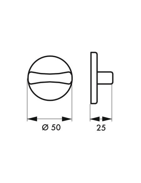 Coppia di rosette per WC argento anodizzato, chiusura e sblocco con finestrella - THIRARD