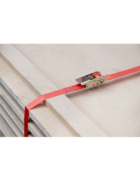 Vista aggiuntiva 2 di Set di 2 cinghie 4,5 m con cricchetto e gancio a S, rosse, 25 mm – THIRARD