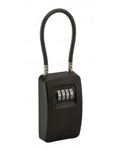Cassetta porta chiavi a combinazione, 4 cifre, in acciaio, 47x75mm, con cavo, nera - THIRARD