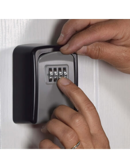 Cassetta portachiavi keybox, 37x75mm, a muro, nero e grigio, combinazione a 4 cifre, per chiavi portone B&B - THIRARD