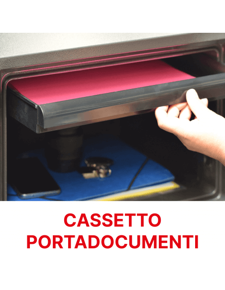 Vista aggiuntiva 6 di Cassaforte ignifuga da installare Vauban, serratura a codice elettronico, 2 catenacci, 19 L – THIRARD