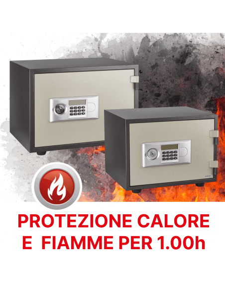 Vista aggiuntiva 7 di Cassaforte Vauban ignifuga, a prova di fuoco, serratura a codice elettronico, 2 catenacci, 12 L – THIRARD