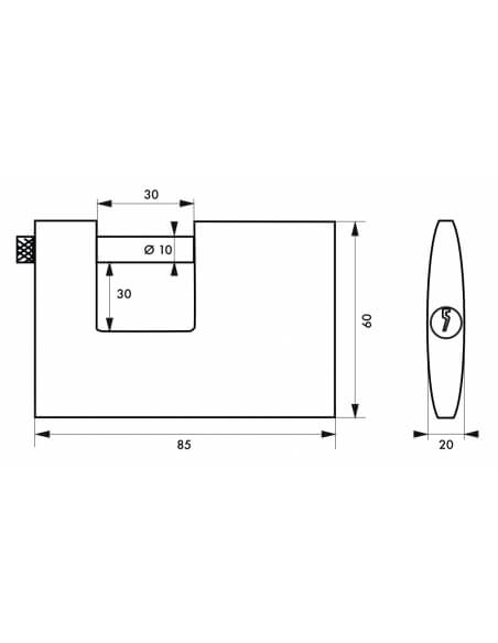 Vista aggiuntiva 1 di Lucchetto Cargo 85 mm Adriatic, ottone, arco inox, 2 chiavi – THIRARD
