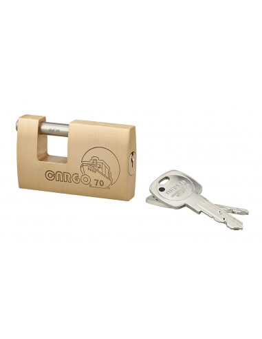 Lucchetto Cargo 70 mm Adriatic, ottone pieno, arco inox, 2 chiavi – THIRARD
