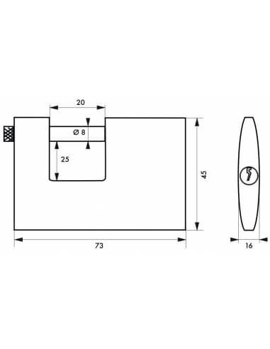 Vista aggiuntiva 1 di Lucchetto Cargo 70 mm Transit 2, ottone pieno, arco inox, 2 chiavi – THIRARD