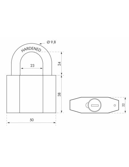 Lucchetto Octo, acciaio, arco in acciaio, 50 mm, per esterno, cantieri, 3 chiavi - THIRARD