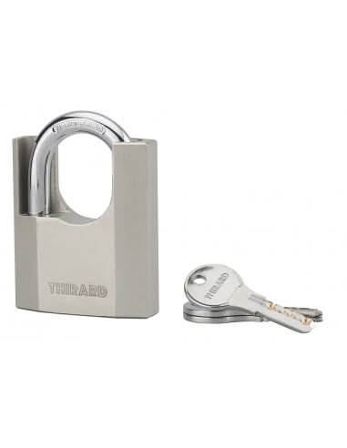 Lucchetto OCTO-P 70 mm con arco alto in acciaio, per esterno, 3 chiavi – THIRARD
