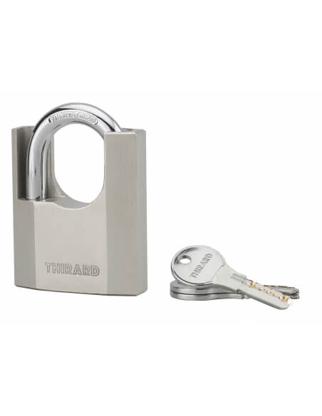 Lucchetto OCTO-P 70 mm con arco alto in acciaio, per esterno, 3 chiavi – THIRARD