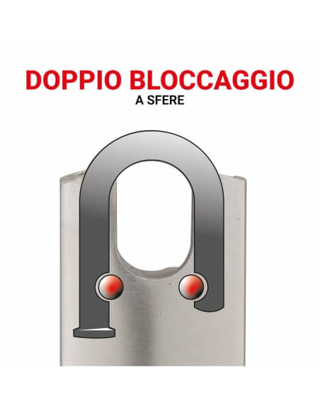 Vista aggiuntiva 5 di Lucchetto RINOX 60 mm in acciaio inox, arco inox, per esterno, 4 chiavi – THIRARD