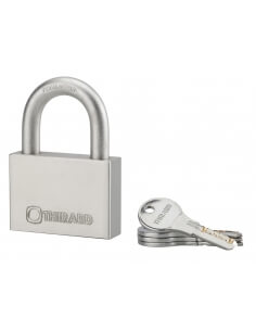 Lucchetto RINOX 70 mm in acciaio inox, arco inox, per esterno, 4 chiavi – THIRARD