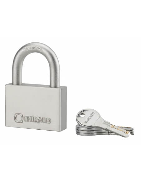 Lucchetto RINOX 70 mm in acciaio inox, arco inox, per esterno, 4 chiavi – THIRARD