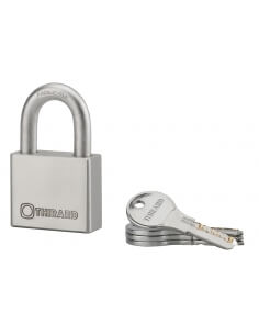 Lucchetto RINOX 50 mm in acciaio inox con arco inox, per esterno, 4 chiavi – THIRARD
