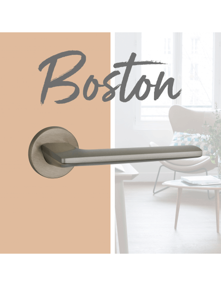 Maniglia su rosetta BOSTON, nichel satinato – THIRARD