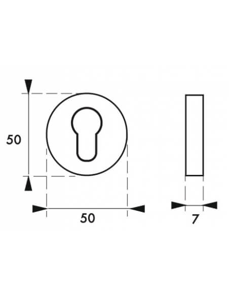 Coppia di rosette tonde Ø 50 mm con foro cilindro, cromo lucido – THIRARD