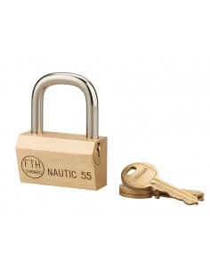 Lucchetto Nautic 55 mm in ottone, arco in acciaio, 3 chiavi, per esterno – THIRARD