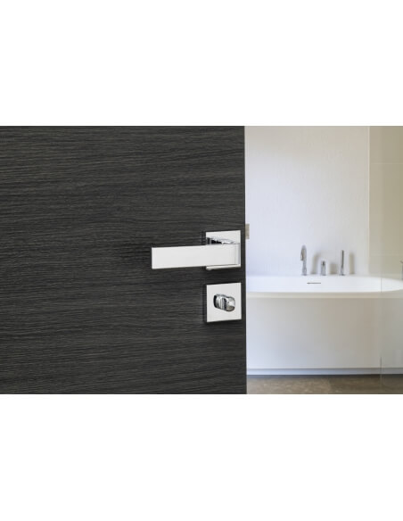 Vista aggiuntiva 1 di Coppia di rosette quadrate 50 x 50 mm con chiusura WC, cromo lucido – THIRARD