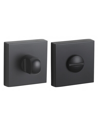 Coppia di rosette quadrate 50 x 50 mm con chiusura WC, nero opaco – THIRARD