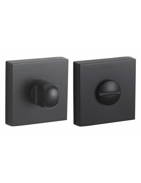 Coppia di rosette quadrate 50 x 50 mm con chiusura WC, nero opaco – THIRARD
