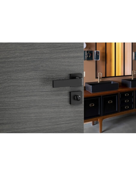 Vista aggiuntiva 1 di Coppia di rosette quadrate 50 x 50 mm con chiusura WC, nero opaco – THIRARD