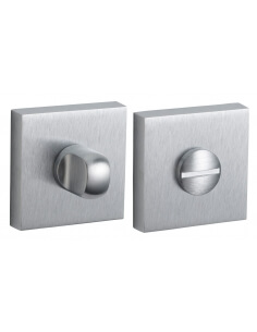 Coppia di rosette quadrate 50 x 50 mm con chiusura WC, cromo satinato – THIRARD