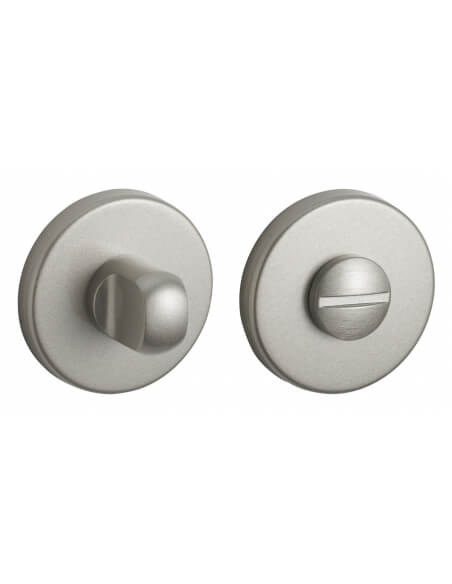 Coppia di rosette tonde Ø 50 mm con chiusura WC, nichel satinato – THIRARD