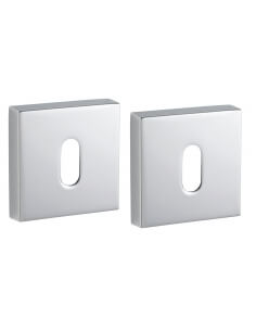 Coppia di rosette quadrate 50 x 50 mm con foro chiave, cromo lucido – THIRARD