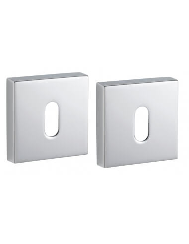 Coppia di rosette quadrate 50 x 50 mm con foro chiave, cromo lucido – THIRARD