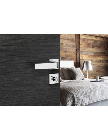 Vista aggiuntiva 1 di Coppia di rosette quadrate 50 x 50 mm con foro chiave, cromo lucido – THIRARD