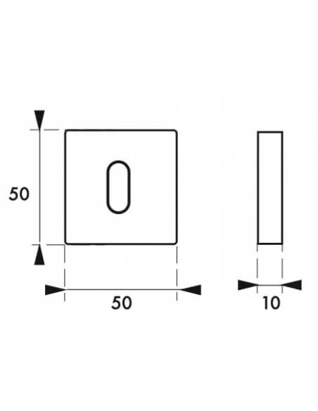 Coppia borchie, rosetta quadrata Monza 50X50 foro per chiave, cromo lucido - FROSIO BORTOLO