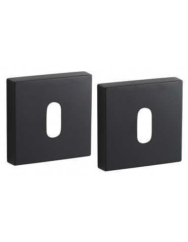 Coppia di rosette quadrate 50 x 50 mm con foro chiave, nero opaco – THIRARD