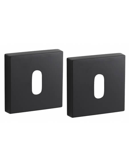 Coppia di rosette quadrate 50 x 50 mm con foro chiave, nero opaco – THIRARD