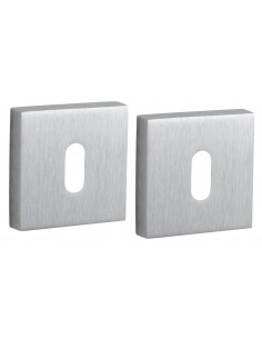 Coppia di rosette quadrate 50 x 50 mm con foro chiave, cromo satinato – THIRARD