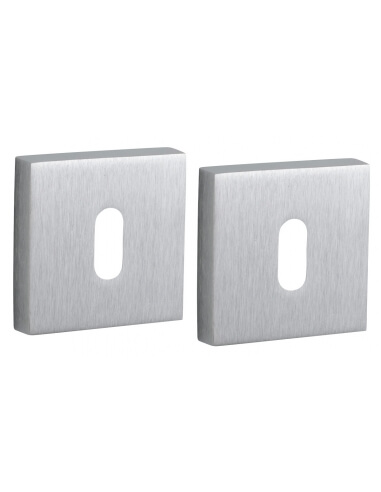 Coppia di rosette quadrate 50 x 50 mm con foro chiave, cromo satinato – THIRARD