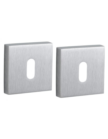 Coppia di rosette quadrate 50 x 50 mm con foro chiave, cromo satinato – THIRARD
