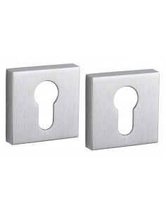 Coppia borchie, rosetta quadrata Zibel 50X50 foro per cilindro europeo, cromo satinato - THIRARD