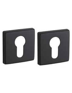 Coppia di rosette quadrate 50 x 50 mm con foro cilindro, nero opaco – THIRARD