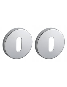 Coppia di rosette tonde Ø 50 mm con foro chiave, cromo lucido – THIRARD