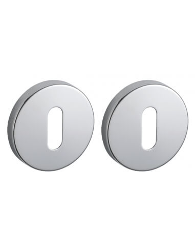 Coppia di rosette tonde Ø 50 mm con foro chiave, cromo lucido – THIRARD