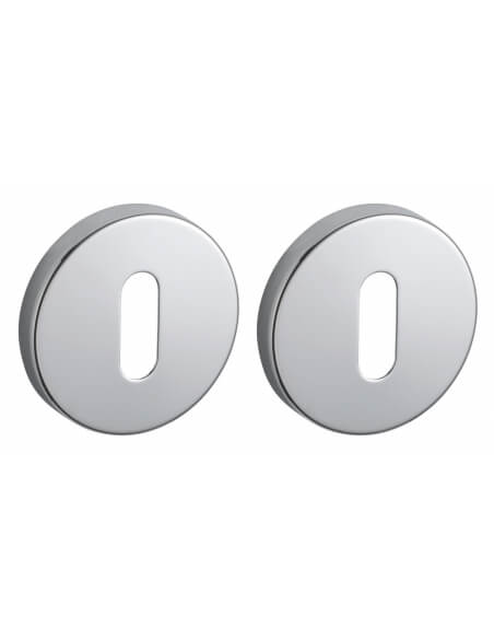 Coppia di rosette tonde Ø 50 mm con foro chiave, cromo lucido – THIRARD